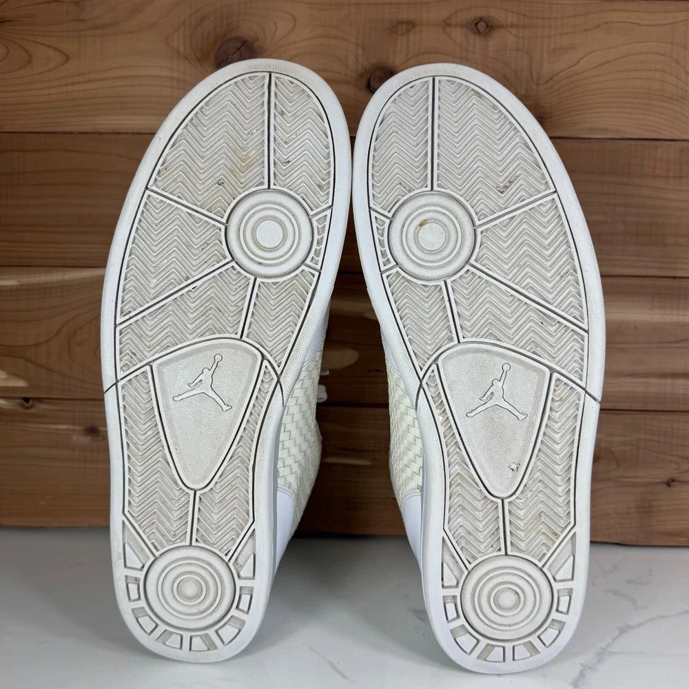 Jordan Phly Legend Premier White Metallic Silver Woven 343449-101 Mens‎ 11.5
